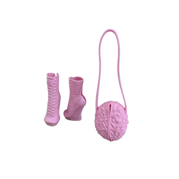 Pre-owned Monster High Moanica D'Kay Monstrous Rivals Pink Brain Purse & Boots - Picture 3 of 4